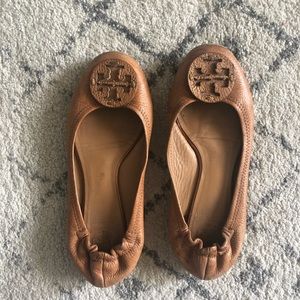 Tory Burch Tan Mini Travel Ballet Flats